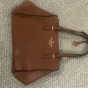 kate spade Brown Pebbled Leather Tote with Gold Logo